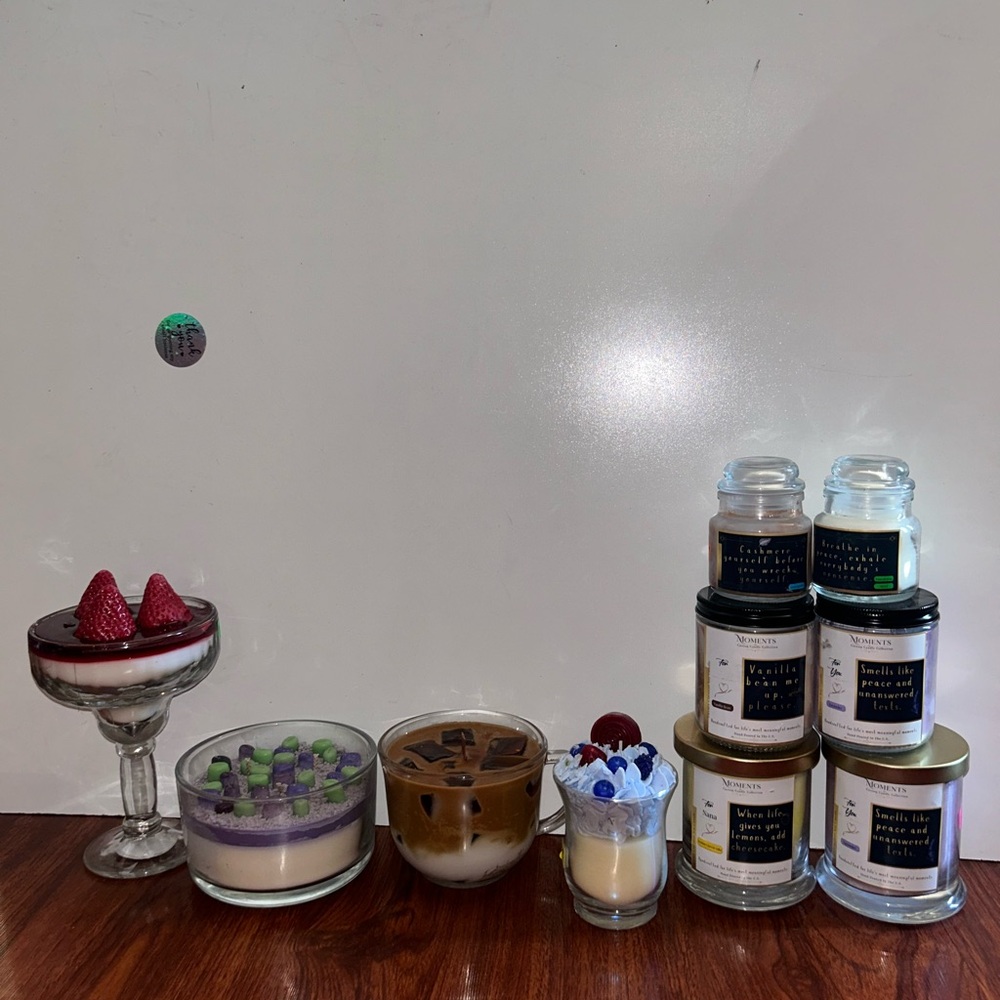 Handmade Dessert-Inspired Scented Candle Collection - Purple, White, Brown
